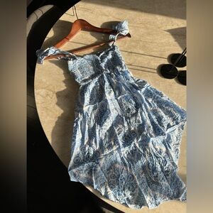 Tiare Hawaii cap sleeve Blue and White Boho Dress/Swim Coverup